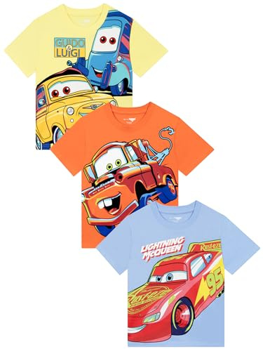 Disney Cars Boys’ T-Shirts, Lightning McQueen Boys Clothes, Multicolour, 4-5 Years