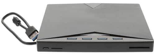 WRITWAA External Dvd Drive Black Plastic Case Portable USB Type-c 3.0 CD Dvd Burner Rewriter with Silent Operation and Memory Card Slot, Compatible with All-in-one Pcs and Notebooks
