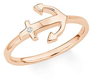 s.Oliver Damen-Ring SO PURE Anker Silber vergoldet Zirkonia weiß Gr. 52 (16.6) - 2015661