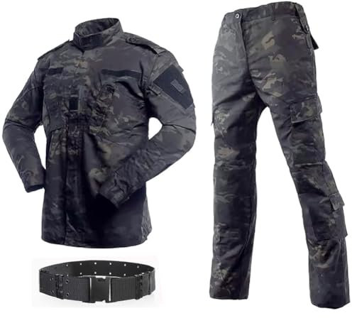 HANSTRONG GEAR H World Shopping Militärischer taktischer Herren-Jagd-Kampfanzug, BDU-Anzug, Hemd und Hose mit Gürtel