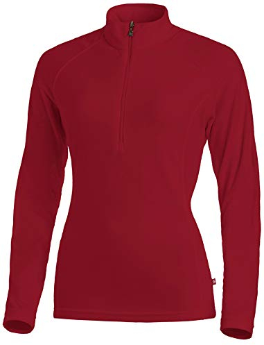 Medico Damen Ski Shirt, 100% Polyester, Fleece, langarm, Reißverschluss (G61 Red, 46)