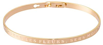 Bracelet JONC en Laiton Rosé - Message : Laisse Tomber Les Fleurs, SERS Moi Un Mojito