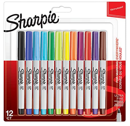 Sharpie Permanent Marker | Marker Stifte mit ultra-feiner Spitze | gemischte Farben | 12 Stück Market Set