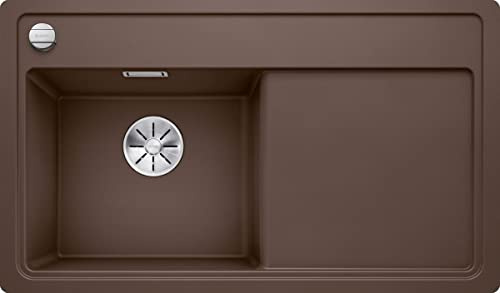 BLANCO ZENAR 45 S-F | Granitspüle aus SILGRANIT cafe | Hauptbecken links | [84,8x49,8x20,2 cm] | für 45 cm breite Unterschränke | Hauptbecken links | Reinigungsfreundlich | Einbauart: Flächenbündig