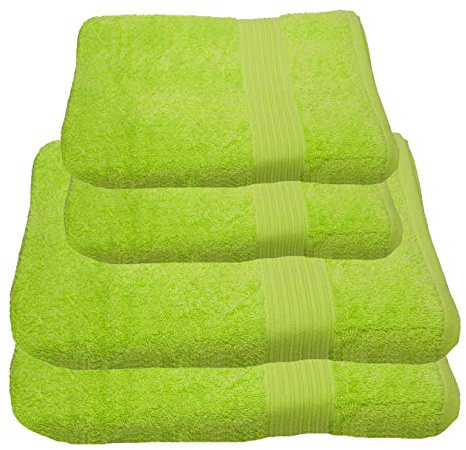 Julie Julsen 4 TLG Handtuchset 2 Badetücher 2 Handtücher Reine Baumwolle über 30 Farben Limette