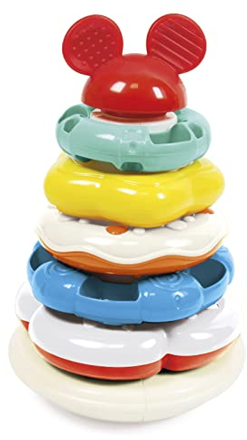 Clementoni Disney Baby Stacking Rings, Anelli Impilabili, Torre di 5 Anellini di Mickey, Bambini 6-36 Mesi, Gioco Prima Infanzia Made in Italy, Stimola Manualità e Percezione Visiva, 17284