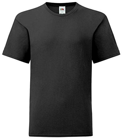 Fruit of the Loom Kids Iconic T-Shirt Größe 104-164 (1er/5er Pack), Farbe:schwarz, Größe:140
