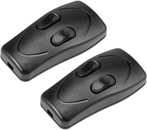 sourcing map 2Stk. Inline Schnurschalter AC 250V 1A Doppel Lampenlicht Wippschalter Schwarz