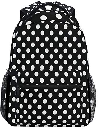 Mnsruu Rucksack, Schwarz mit weißen Punkten