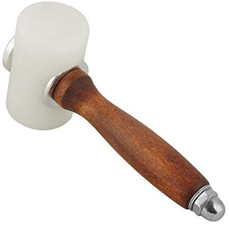 Martillo de talla de Leathercraft Martillo de nylon con mango de madera para estampar coser la herramienta de cuero de vaca