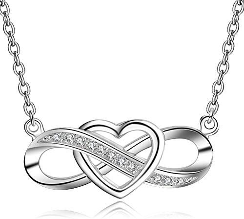 LYL.Adorer Halskette Damen Silber 925,Silberkette Unendlichkeit,Infinity Kette Herz,Geschenk für Sie