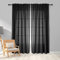 Melodieux Vorhänge Schwarz Transparent Leinen Optik Voile Gardinen für Wohnzimmer Schlafzimmer, 2er Set 225x140cm