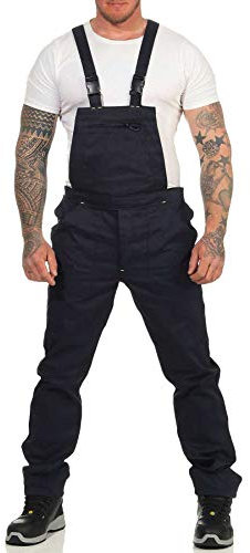 Mivaro Herren Latzhose für die Arbeit, mit vielen Taschen, elastische Träger und Bund, Größe:XS, Farbe:Dunkelblau