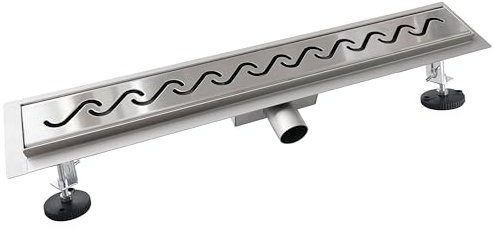 Aica Caniveau de Douche Siphonné en Acier Inoxydable avec Appareil Désodorisant et Filtre à Cheveux, Drain de Sol 100 cm, Modèle S