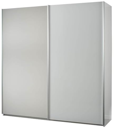 AltoBuy IZIA Blanche - Armoire 2 Portes Coulissantes avec Miroir