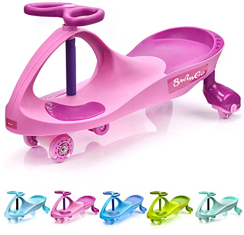 Ride On Car Wiggle Swing Car Kids Ride On Twist Scooter Toddler Garden Led Light Wheels Wide Seat Indoor Outdoor SWINGO