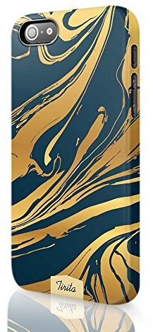 Tirita Hard Phone Case Cover Compatible with iPhone 12 & 12 Pro Marble Effect Black and Gold Swirl