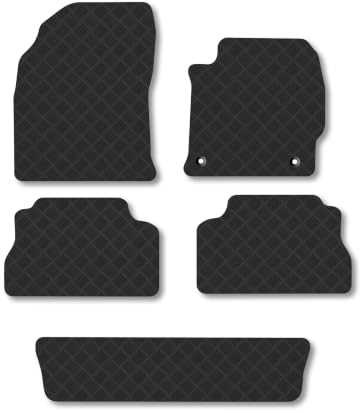 Fits Toyota Prius+ (2012-2020) 3mm Rubber Car Floor Mats | Tailored Fit Carpet Floor Mats non Slip Red Trim Full Coverage Compatible Accessory Front Rear Anti Slip Granulated Backing