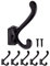 Fuxxer® 5x Massive Eisen-Haken, Garderoben-Haken, Handtuch-Haken, 5er Set, schwarz