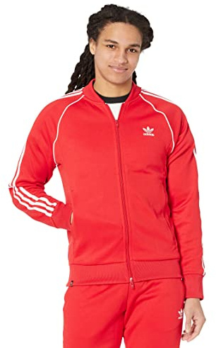 adidas Originals Men's Adicolor Classics Primeblue SST Track Jacket, Vivid Red, Medium (IZN67)