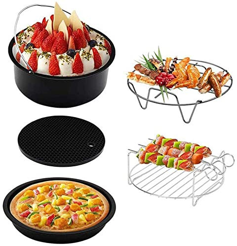 Accessori per Friggitrice ad Aria, Accessori per Friggitrice ad Aria in Acciaio Inox, Adatti Alla Maggior Parte Delle Friggitrici ad Aria da 3,5L-4,5L, Barile per Torte 7 in (Diametro 18cm), 15 cm