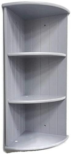 Yorkshire Homeware Corner Shelf Unit Wooden 3 Tier Shelving Wall Mounted Storage Shelving Unit Bathroom, Bedroom, Kitchen, Living Room Storage (Grey)
