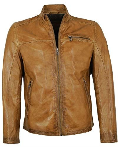 MILESTONE - Herren Echtleder Lederjacke Lammnappa hell-Cognac Größe 60