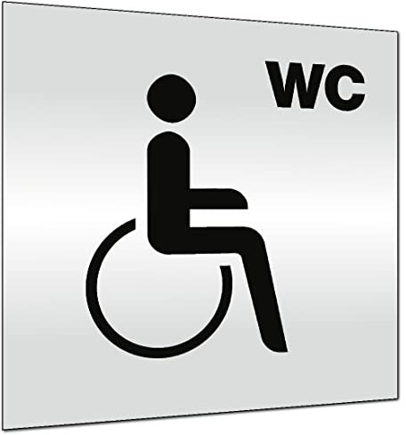 Schild - Piktogramm WC Behinderte/barrierefrei, Alu silber eloxiert, 148x148 mm