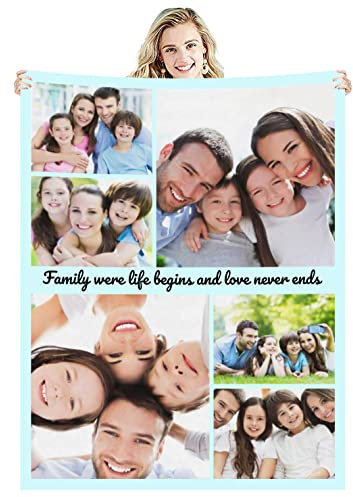 Zmkar Personalisierte Foto Decke Kuscheldecke FotoDecke Mit Eigenen Foto Text Benutzerdefinierte Geburtstag Hochzeit Geschenk Für Erwachsene Baby Haustier Familie Freunde (80x120cm, 6 Fotos)