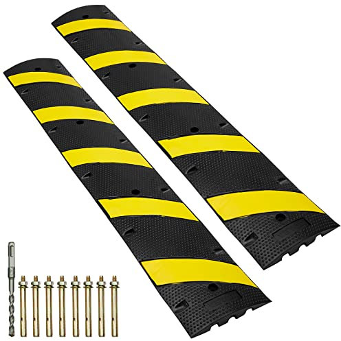 VEVOR 2er-Set 2-Kanal-Kabelschutzrampe Kabelbrücke Gummi Schlauchbrücke 183 x 30 x 4,5 cm Überfahrschutz 10000 kg (pro Achse) Tragfähigkeit Kabel Rampe Anti-Rutsch-Design Ideal für Parkplätze