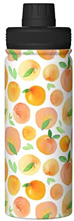 LOUJIN Outdoor Sports Insulated Mug Water And Fire Print 18oz Sports Insulated Kettle,Practical Double-Layer Stainless Steel Kettle-Peach-One Size