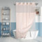 Strukturierter Duschvorhang ohne Haken, mit PEVA-Auskleidung, 180,3 x 188 cm, Hotel-Stil mit durchsichtigem Fenster, Stoff-Außenvorhang und wasserdichtem Innenfutter, Pink.