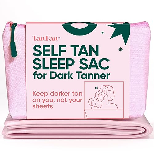 Self Tan Sleep Sac – Dark Tan Edition (Pink) – Protect Sheets from Dark Tanner - No Transfer Guarantee – 100% Silky Cool, Thicker Bottom, Lightweight Top, Foot Openings – Large Roomy Comfy