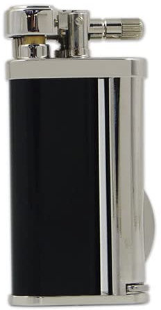 Feuerzeug Pearl für Pfeifen aus Chrom Lack in schwarz Silber glänzend