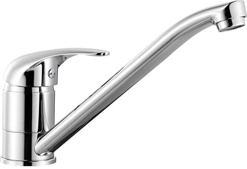 Küchenarmatur Wassersparend Wasserhahn Küche Hochdruck Armatur, 360°schwenkbar, Einhebelmischer Mischbatterie mit Kaltstart und Wassersparfunktion, Einhand-Spültischbatterie aus Messing in Chrom