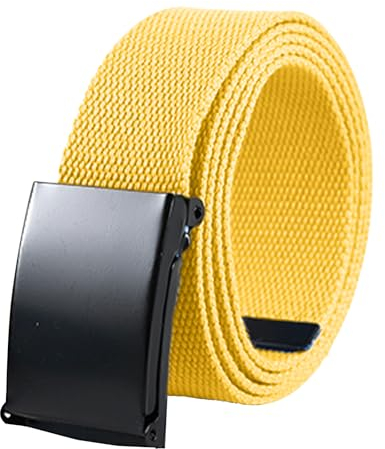 KRYMSON 1 Gelber Strickgürtel, 140 Cm Verlängerter Gürtel, Herren-Golfgürtel, Canvas-Gürtel, Einfacher Einfarbiger Gürtel
