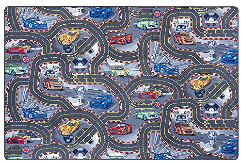 Teppich Boss - Moderner Kurzflor Straßen-Spielteppich, Größe:200 cm rund