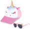 BTHRORO Einhorn Baseballkappe Sonnenbrillen Set für Mädchen, Verstellbar Basecap Unicorn Sonnenbrille UV Schutz Sonnenhut für Jungen Kinder Geschenk Sommer Accessoires