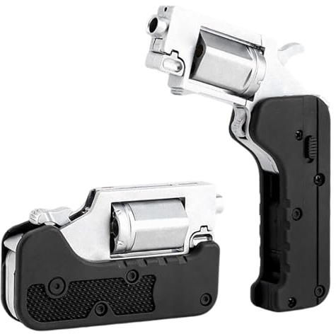 HNSYPX Fidget Soft Bullet Guns Toy Revolver-Stil,Kreativ Anti Stress Spielzeug +12 Soft Bullet Legierung Material EDC Zusammenklappbar Tragbar,Antistress Spielzeug Mini Modisch