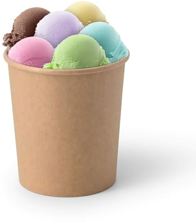 BIOZOYG 1000x Eisbecher Pappe 400 ml braun - Einwegbecher plastikfrei und biologisch abbaubar - Dessertschale To-go-Becher