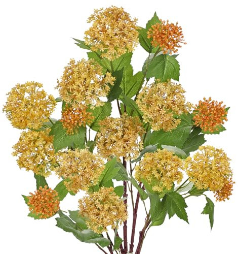 Oairse 5 bouquet di ortensie artificiali, 61 cm, arancione, con 3 teste di fiori, fiori finti per composizioni floreali, vaso di casa, centrotavola per matrimoni, decorazione
