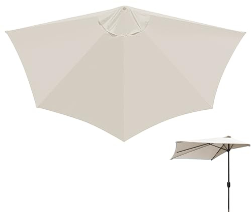Btstil Demi-parasol de rechange, 5 baleines semi-circulaires, housse de rechange pour parasol, pour appartement, véranda, maison de ville, beige