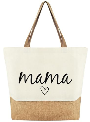 Tarklanda Jutebeutel Geschenk für Mama, Shopper Bag Damen Stofftasche, Baumwolltasche, Tragetasche Jute Einkaufstasche Groß, zum Geburtstag, Muttertag