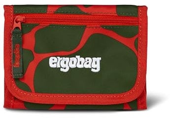 ergobag Brustbeutel Geldbeutel, Mini Portemonnaie mit Kleingeldfach, Sichtfenster für Mädchen und Jungen FeuerspeiBär - Grün
