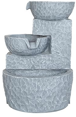 Easy Fountain Pouring Bowls Solar Water Feature, Grey