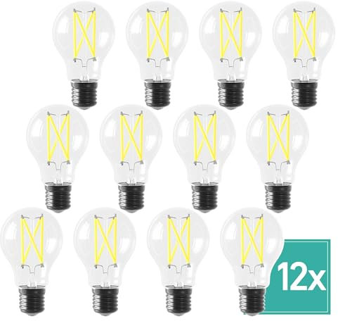 Oktaplex 12er Set Glühlampe E27 LED warmweiß 2700K Glühlbirne 806lm 3,8W LED (entspricht 60W) - Effizienzklasse A