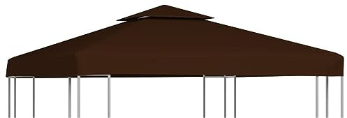 Xichuzi Pavillon-Dachplane mit Kaminabzug, Ersatzdach Pavillon, Dach Für Pavillon, Pavillondach, 310 g/m² 3x3 m Braun
