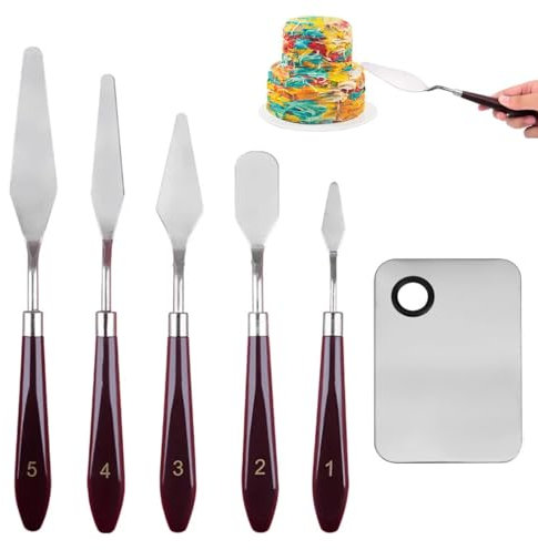 WUSJCOF 6 pezzi Set di spatole da pittore, spatola in acciaio inossidabile, pasta per texture per pittura acrilica, spatola per pittura, tavolozza per pittura a olio, materiale per artisti per olio