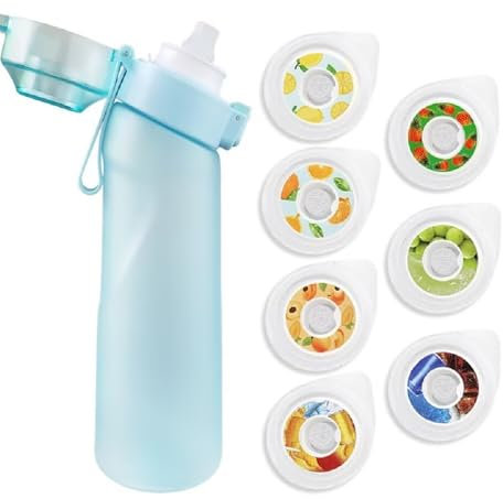 Générique Air Gourde 650 ml, avec 7 capsules aromatisées, sans BPA, bouteille d'eau Tritan pour le sport