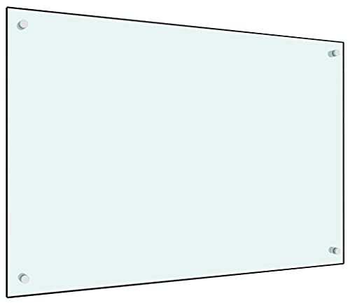Myheimly Küchenrückwand Spritzschutz Fliesenspiegel Glasplatte Rückwand Herdspritzschutz Wandschutz Herd Küche Hartglas Weiß,90 x 60 cm
